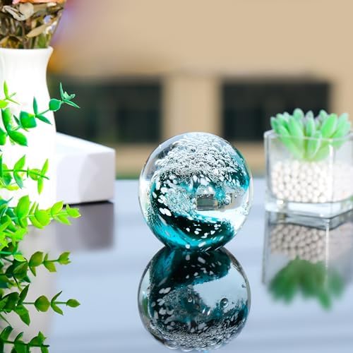 Qianwei Ocean Waves Hand Blown Glass Decor Crystal Ball Sea Figurines Gifts - Image 4