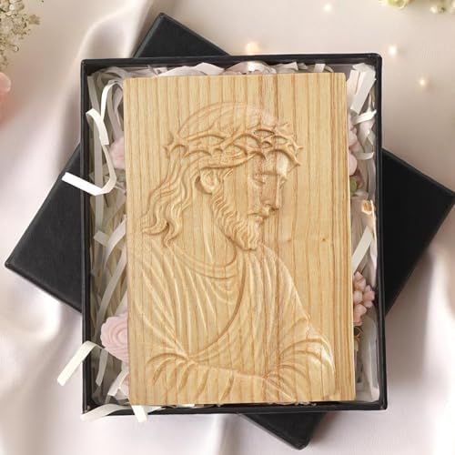 Hand-Carved Wooden Jesus Plaque – Christian Wall & Desk Decor with Stand, Natural Wood Relief Art, Catholic Religious Gift, Gift-Ready Box for Home Altar, Easter & Christmas - Image 4