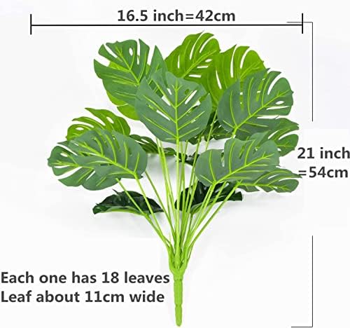 Artificial Shrubs Plant, CATTREE Fake Tropical Palm 2 Pack Taro Leaves Faux Greenery Bushes Realistic Monstera Farmhouse Plants for Home Kitchen Garden Bathroom Bedroom Decor Outdoor Indoor Decoration - Image 5