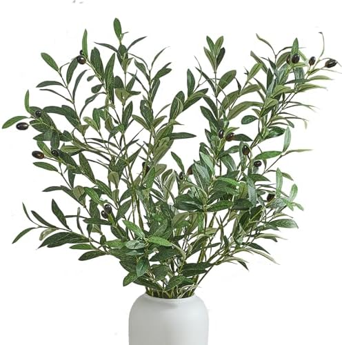 2 PCS 39 Inch Faux Olive Branches Artificial Flowers Greenery Stems by VICROL