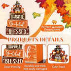 4 Pcs Thanksgiving Decor for Home Thankful Turkey Table Centerpiece Signs - Image 3