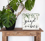SRADMO Botanical Eucalyptus Leaves Wood Box Sign Desk Decor 8x8 inches, Rustic Eucalyptus Leaves Wooden Block Box Sign Decoration For Home Shelf Table Office Decor Decorative Signs & Plaques - Image 2
