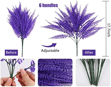 RECUTMS Artificial Boston Ferns, 6 Bundles Faux Greenery Ferns - Image 2