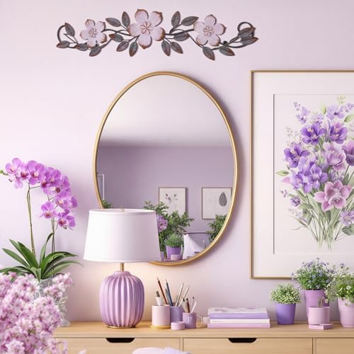 Wesiti Metal Flower Wall Art Decor Vintage Wrought Scroll, Purple - Image 3