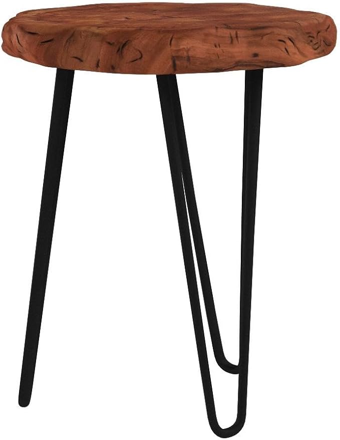 WELLAND Unique Shape Date Tree End Table Live Edge Side Table Plant Stand - Image 5
