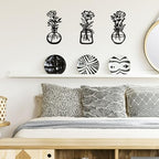 ARTINME 3 Pieces Metal Flowers Wall Arts - Rustic Farmhouse Decor Minimalist Flower Wall Decors for Living Room Bathroom Kitchen Bedroom Dining Room - Housewarming Gifts (Black) - Image 6