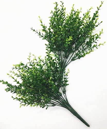 CATTREE Artificial Eucalyptus Plants, Plastic Christmas Decorations Fake Shrubs Bushes Green Leaves Wedding Indoor Outdoor Home Garden Verandah Kitchen Office Table Centerpieces Arrangements 8 pcs - Image 5