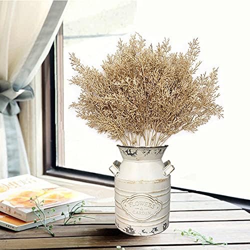 Artificial Branch Golden Antlers Grass, Fake Plants Plastic Twig Branches Faux Plant for Xmas Party Home Garden Indoor Outdoor Wedding Table Centerpiece DIY Decor Christmas Decoration - Gold 4 Pack - Image 2