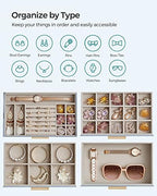 SONGMICS Jewelry Box Organizer, 4-Layer Storage with 3 Drawers, Glass Lid - Image 4