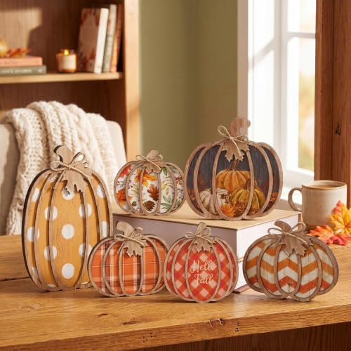 Leinuosen 6 Pcs Fall Pumpkin Decor for Home, Farmhouse Fall Decor - Image 5