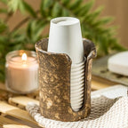 Ceramic Bathroom Cup Dispenser, 3 Oz Mouthwash Cup Dispenser, Brown by YHOSSEUN