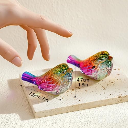 2 Pcs Multicolor Crystal Bird Figurines Handmade Home Decor - Image 3