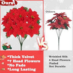 48 Pack Poinsettia Flowers Artificial Christmas, Red Poinsettia Flowers - Image 4