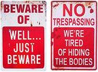 Halloween Decoration Retro Metal Signs 2 Pack for Outdoor Yard by WelcometoCVNDKN