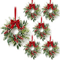 6 Pcs Mini Christmas Wreaths for Cabinets 9" Christmas Kitchen Cabinet with Burgundy Red Berry Eucalyptus Leaves Bow for Indoor Outdoor Farmhouse Home Wall Window Festival Wedding Decor by Unknown