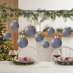 Velvet Christmas Ball Ornaments - 30pcs Flocked Christmas Ornaments Set Shatterproof Classic Hanging Xmas Tree Decorations with Rope for Wreath Holiday Home Decor (Grey) - Image 6