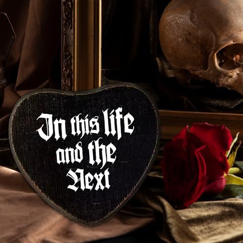 Gothic Wall Decor - In This Life And The Next Black Heart Wooden Hanging Sign -Halloween Wall Art Decor For Home Living Room Bathroom, Birthday Housewarming Graduation Gift For Women Men-A01 - Image 5