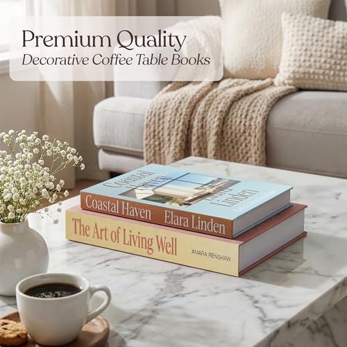 MESMOS Decorative Books for Shelves, Coffee Table Decor Faux Books for Decoration, Works as Hidden Storage Box, Magnetic Closure, Linen Texture, Packaged in another Aesthetic Fake Book (Home & Living) - Image 4