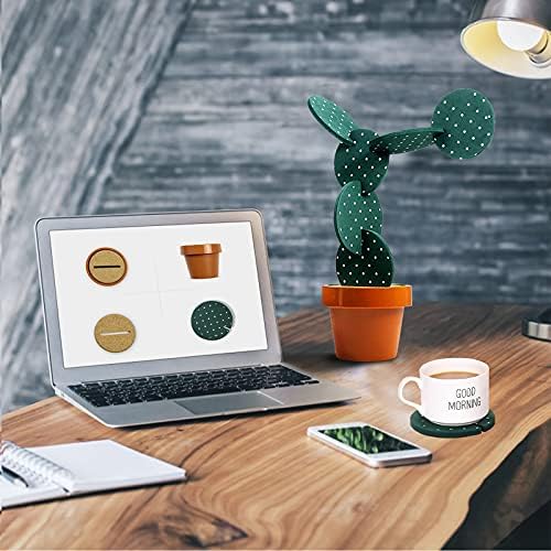 Cactus Coasters Set for Drinks of 6 Pieces,Funny Coasters Cactus Gift with Flowerpot Holder for Home Office Bar Decor - Image 2