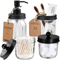 Amolliar Mason Jar Bathroom Accessories Set, 4Pcs Glass Bathroom Set, Black by Amolliar