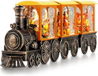 Fall Snow Globe Lantern Fall Decorations for Home, Lighted Fall Decor with Pumpkin Turkey Gnome Train, 6H Timer Thanksgiving Swirling Glitter Snow Globe for Harvest Day, Battery Operated by Gorrzai