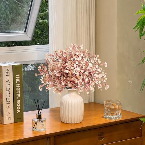 SITUMEIZI 6Pcs Brown Artificial Baby's Breath Flowers 19.3 Inch Silk Gypsophila Bundles Real Touch Fake Flowers for Wedding, Home Decor, DIY Floral Arrangement Fall Table Centerpieces - Image 6