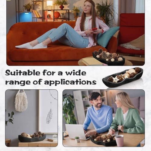 Nuogo 16 Inch Wooden Wavy Edge Dough Bowl Supplies, Black - Image 4