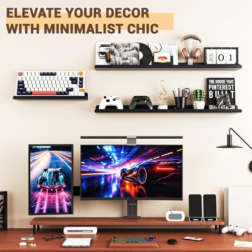 Qukaka 15" Clear Floating Shelves for Wall, 4 Pack Display Ledges-Black - Image 2