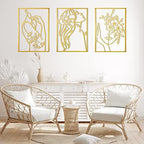AGIOTA 3 Pcs Gold Metal Wall Decor, Minimalist Floral Women Line Drawing Wall Art, Elegant Abstract Lady Silhouette Metal Wall Hanging for Home Bedroom Living Room - Image 5
