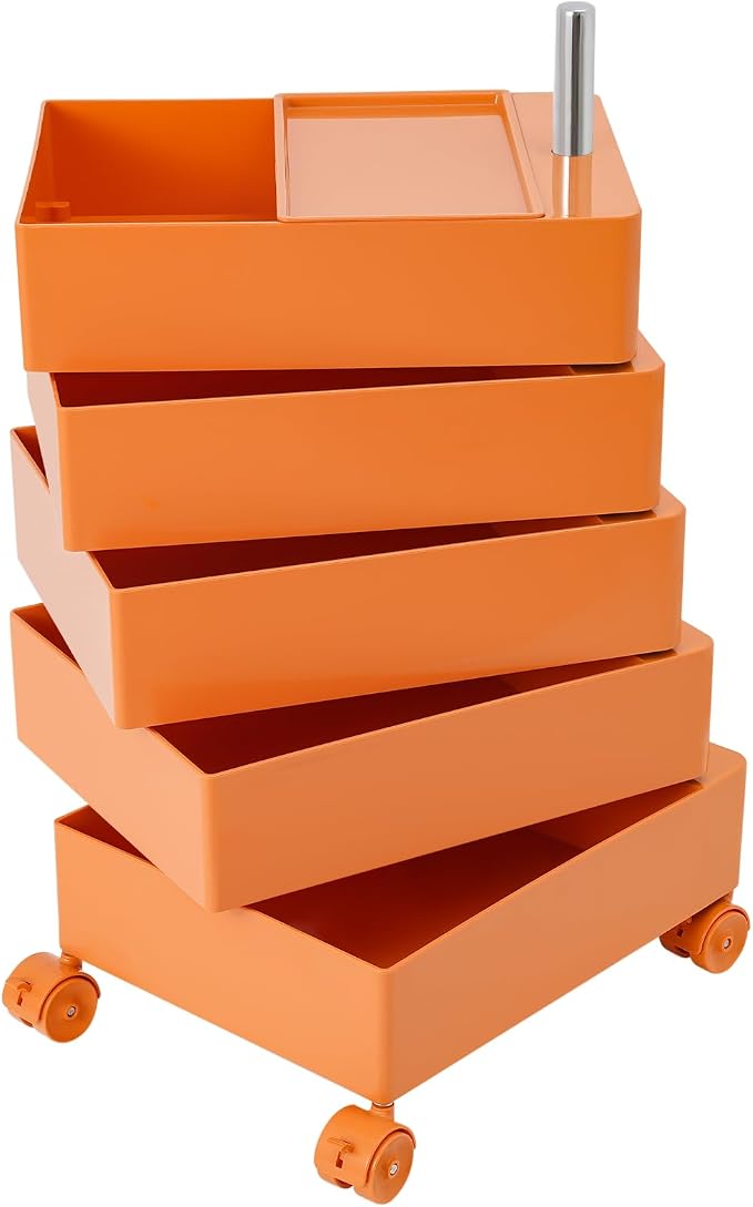 5 Tier Storage Cabinet, 360° Rotating Sofa Side Cabinet, Mobile Bedside Table - Image 8