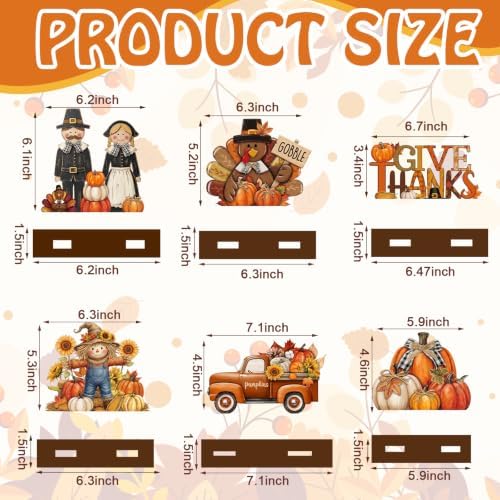 Wenqik 6 Pcs Fall Wooden Table Decorations for Home, Thanksgiving Harvest - Image 3