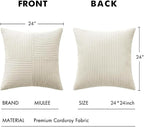 MIULEE Cream White Decorative Euro Sham Pillow Covers 24x24 Inch 2 Pack | Beige - Image 7