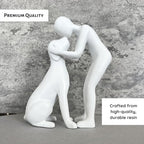 Dog Owner Sculpture 8x6 inch, White Resin Dogs Statue, Loss of Dog Sympathy, Home Office Desk Shelf Decor Accent, Cute Pet Gift for Puppy Moms (White) - Image 3
