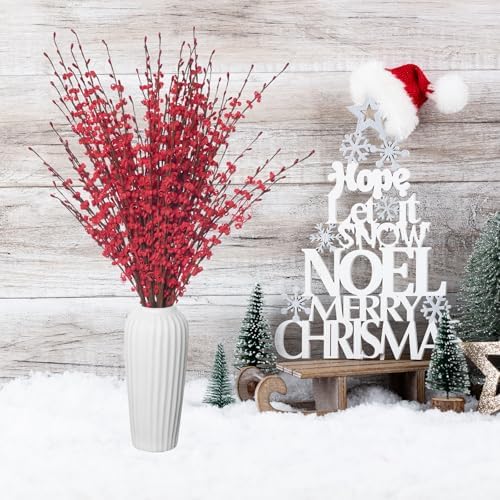 10Pcs Red 29.5" Artificial Jasmine Flowers for Christmas DIY Wreath Decor - Image 6