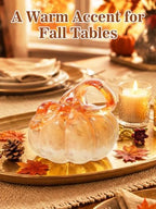 Cosweet 3.5" Handmade Blown Glass Pumpkin for Home Table Mantel Fall Decor - Image 2