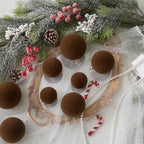 46Pcs Velvet Christmas Ball Ornaments Set - Flocked Shatterproof Christmas Tree Decorations Classic Hanging Ornaments with Rope for Xmas Wreath Holiday Home Decor (Multi-Size, Brown) - Image 3