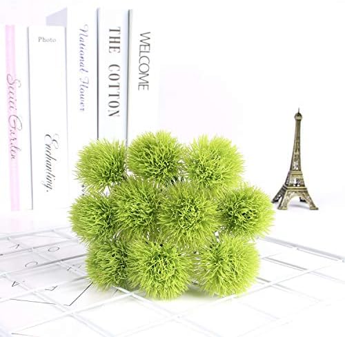CATTREE Artificial Dandelion Flowers, Plastic Plants Shrubs Bushes Fake Grass Wedding Indoor Outdoor Home Garden Arrangements Party Decoration Planting Filler - Green 10 Pcs - Image 6