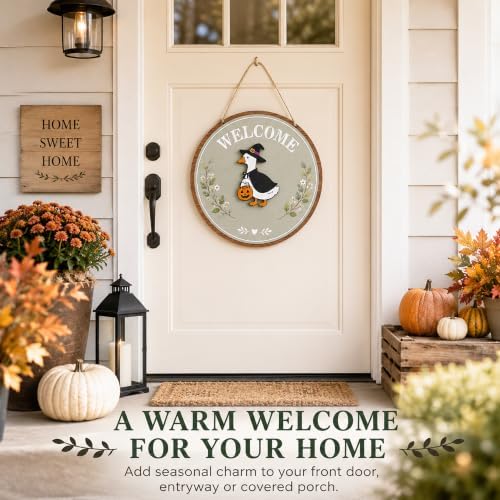 Halloween Door Decor, Goose Decor Interchangeable Welcome Sign, Front Door Goose Door Hanger, Seasonal Interchangeable Welcome Home Sign, Welcome Sign Front Door Decor - Image 4