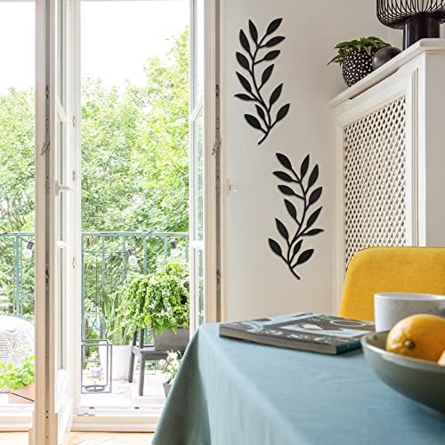 Zhengmy 2 Pcs Metal Tree Leaf Wall Art Vine Olive Branch Decor,Black - Image 5