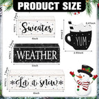 Marsui 4 Pcs Winter Table Decorations Wooden Let It Snow Tiered Tray Decor - Image 3
