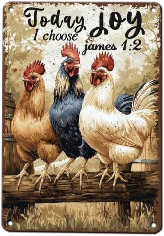 Chicken Metal Signs Rooster Kitchen Wall Decor 16x12 Inch by KIYOYOHomeIsOurHappyPlace