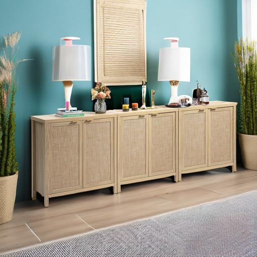SICOTAS Rattan Cabinet Sideboard Buffet Storage Cabinet - Image 2
