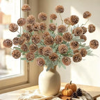 INQCMY 12 Pcs Brown Faux Flowers for Vase 20 Inch Artificial Mums Indoor by INQCMYPlantRack