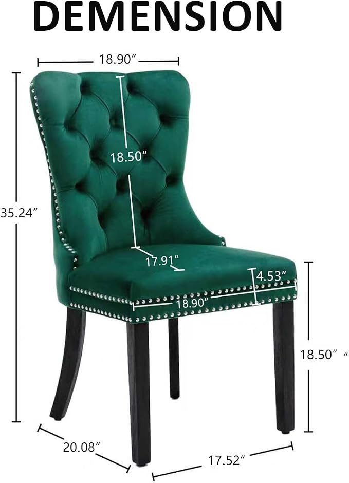 KCC Velvet Dining Chairs Set of 4, Upholstered High-end Tufted Dining Room Chair - Image 3