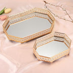 Hipiwe Gold Glass Perfume Tray for Dresser Bathroom Makeup Vanity Trays - Image 7