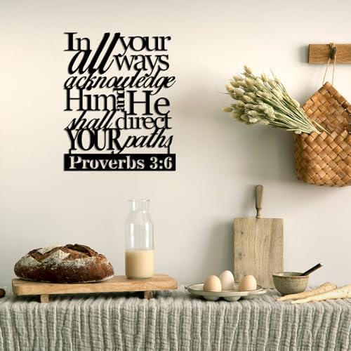 Proverbs 3:6 Bible Verse Metal Wall Art, Religious Wall Sign, 11.4x14.1inch - Image 4