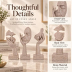 3 Pcs Thinker Statue - Resin Art Abstract Home Accent Figurines for Decor Apartment Bookshelf Floating Shelf Living Room Coffee Table Office Desk Counter Decor (3 Pcs Sandstone, 6") - Image 4