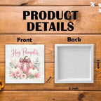 Fall Pink Leopard Bow Hey Pumpkin Wood Box Sign Desk Decor 5X5 - Image 7