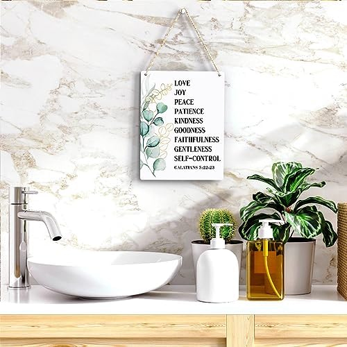 Christian Wall Decor Galatians 5:22-23 Fruit Of The Spirit Decor Wooden Hanging Sign Christian Sign Farmhouse Sign Wooden Sign for Living Room Decorative Christian Bible Verse Wall Art 8x10 Inches - Image 5