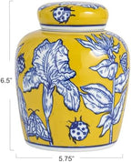 Creative Co-Op Decorative Small Ceramic Ginger Jar with Lid, Yellow - Image 2